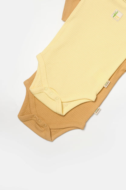2 PCS Short Sleeve Body - Yellow/Brown - 3-24M