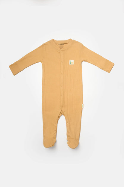 2 PCS Footed Rompers - Yellow/Brown - 0-9M