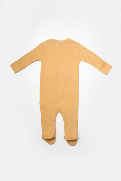 2 PCS Footed Rompers - Yellow/Brown - 0-9M