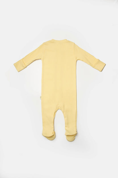 2 PCS Footed Rompers - Yellow/Brown - 0-9M