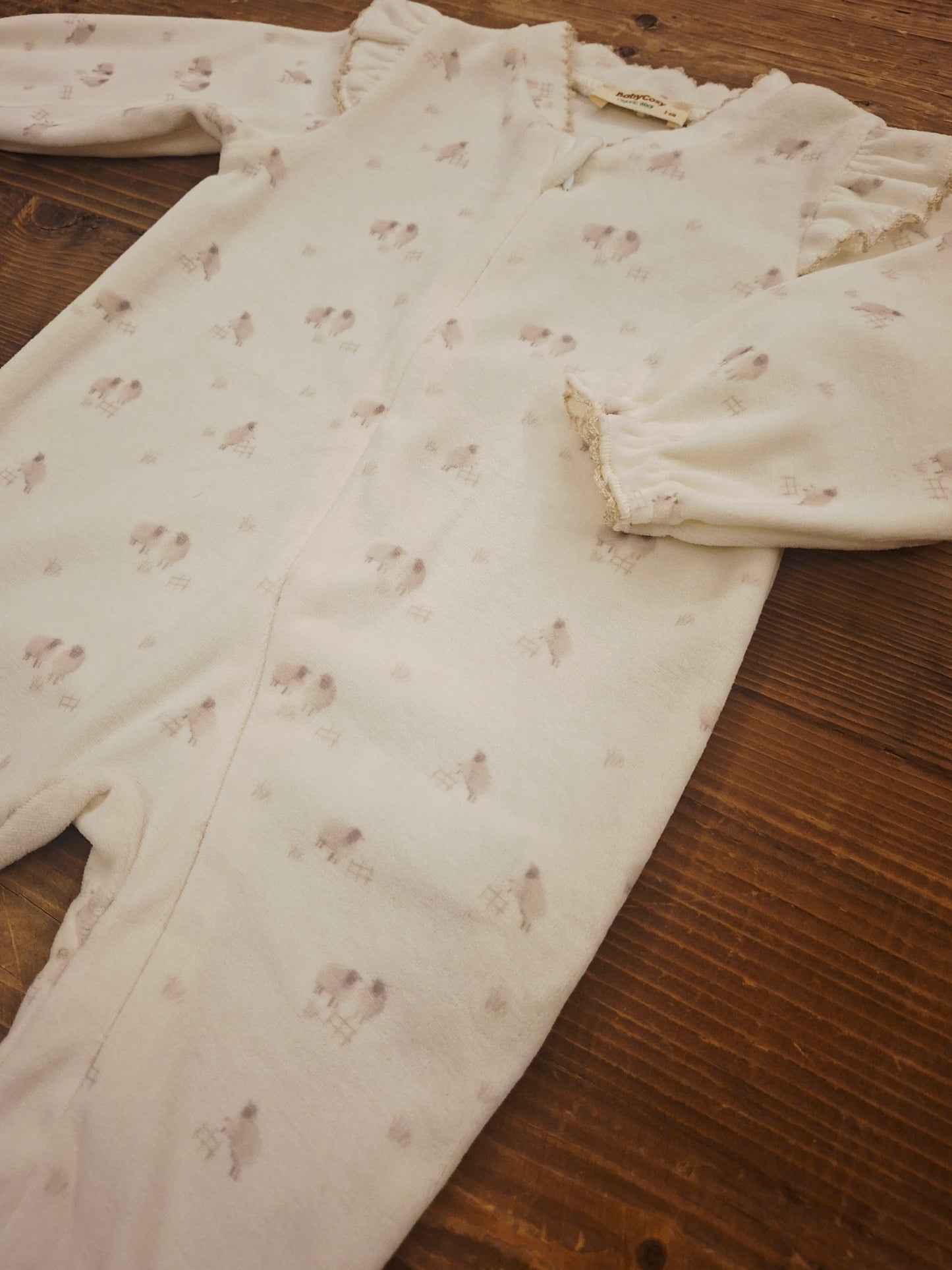 Zippered Romper - off-white - 100% Organic Cotton Velvet - 3-24M