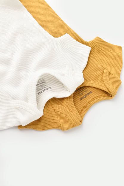 2 PCS Short Sleeve Body - Mustard/White- 0-24M