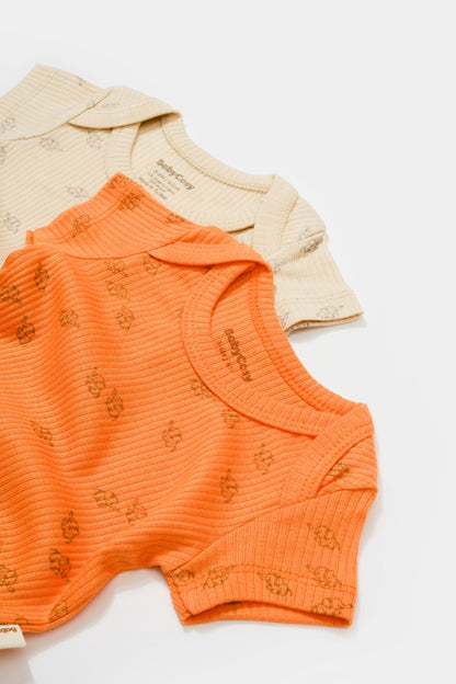 2 PCS Short Sleeve Body - Stone/Apricot - 0-24M