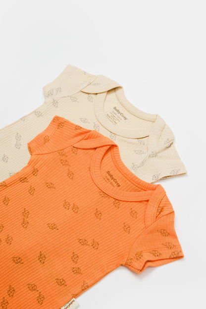 2 PCS Short Sleeve Body - Stone/Apricot - 0-24M