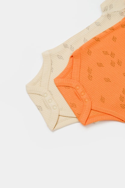 2 PCS Short Sleeve Body - Stone/Apricot - 0-24M