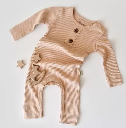 Long Sleeve Romper - Salmon