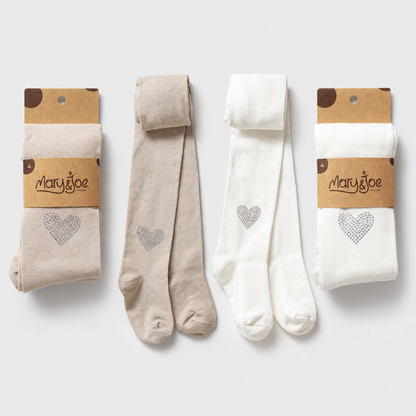 Heart tights - Beige/Ecru - 1-5Y