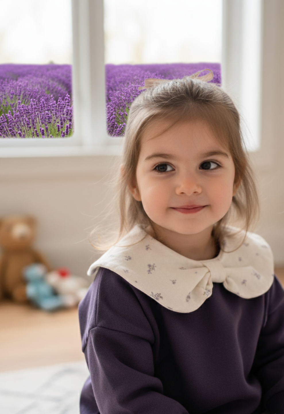 Lavender Flower Collar Pullover - 1-6Y