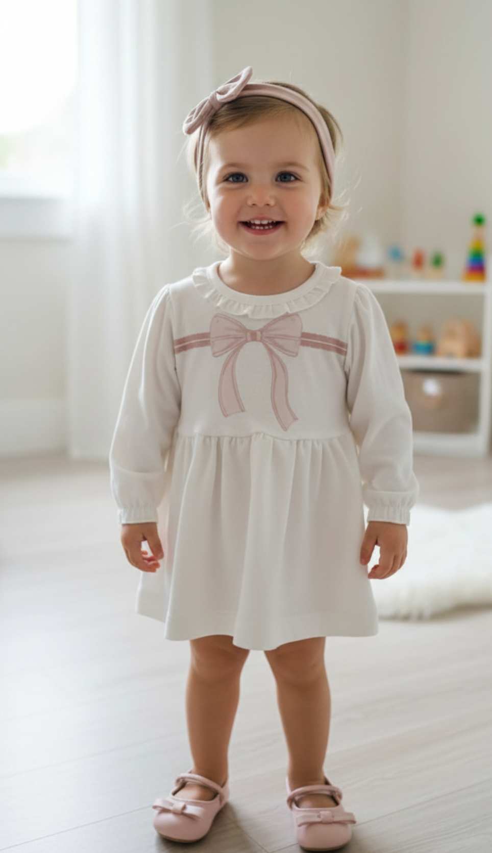 Dress with Headband Ribbon - Pink-Powder - 3-24M