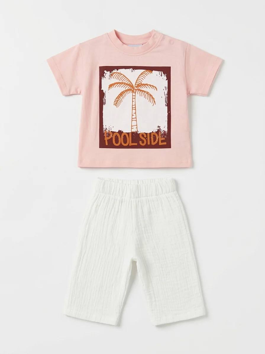 POOLSIDE - MUSLIN Pants & Tshirt Set - 6M-3Y
