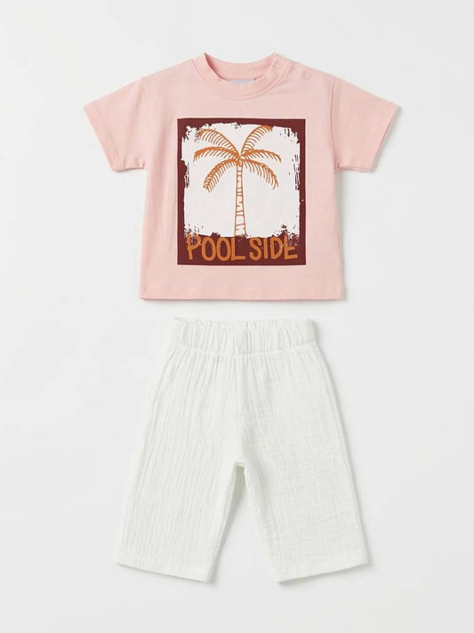 POOLSIDE - MUSLIN Pants & Tshirt Set - 6M-3Y