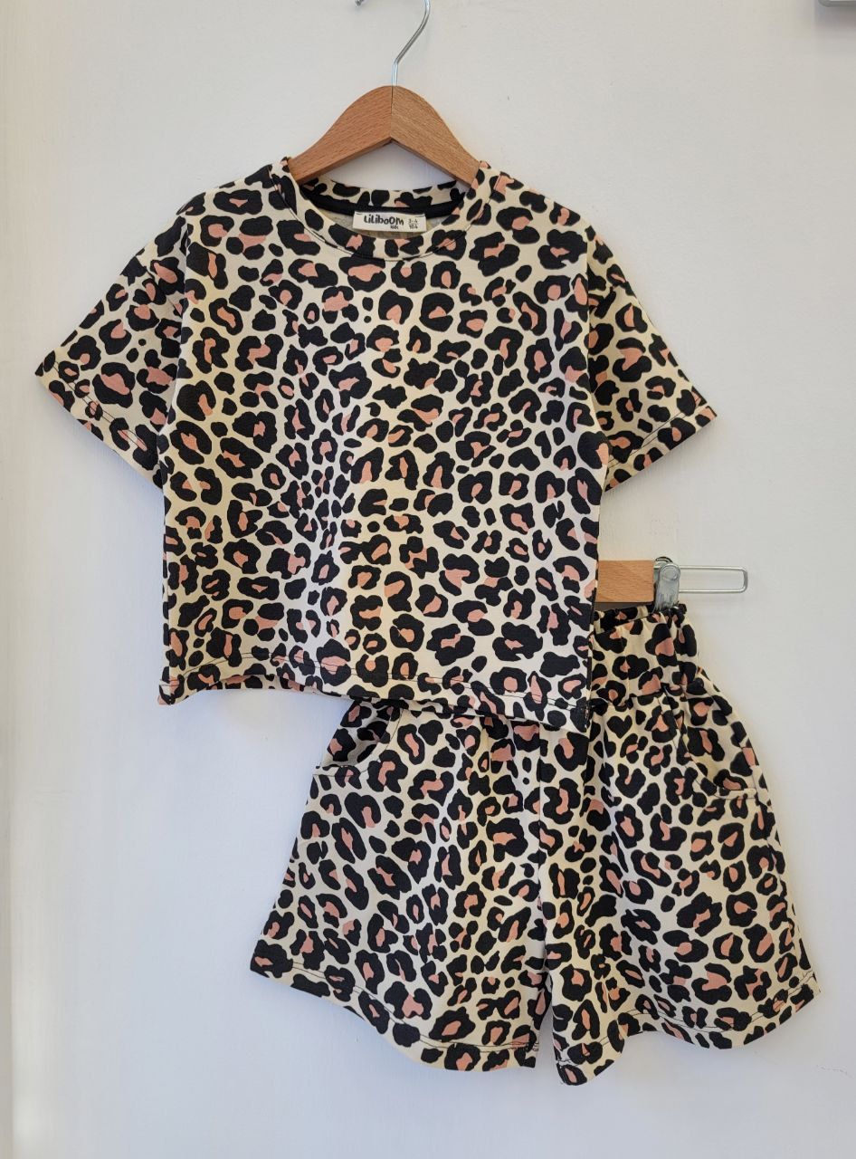 Leopard Shorts & Tshirt Set - 3-8Y