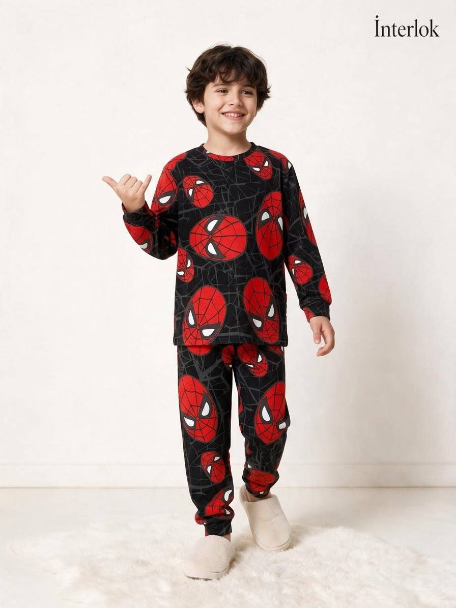 Boy Interlock Cotton Pyjamas - Spiderman - 3-8Y