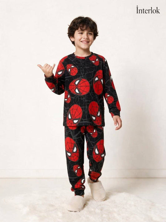Boy Interlock Cotton Pyjamas - Spiderman - 3-8Y