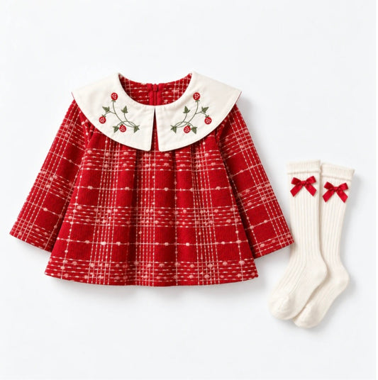 Holly Belle Plaid Dress with Socks - 1-4Y