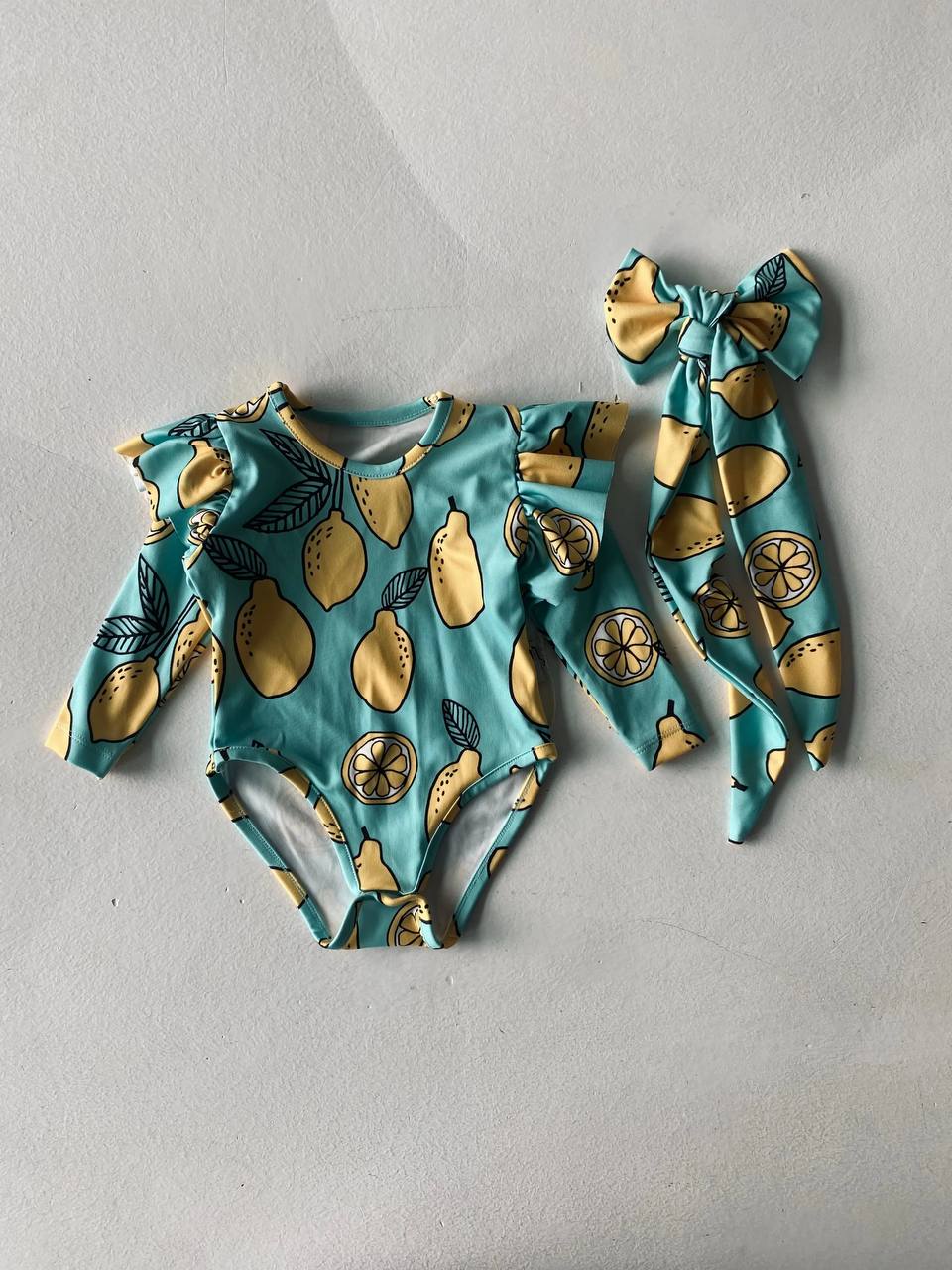 Mediterranean Lemon One Piece Swimsuit - Long Sleave - 0-24M