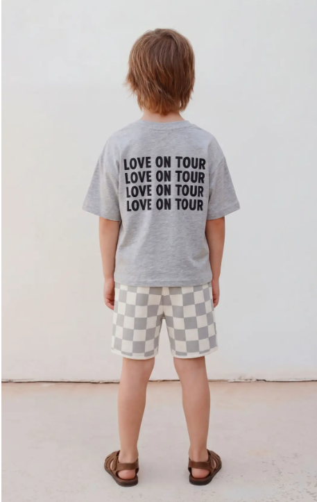 LOVE ON TOUR - GREY Shorts & Tshirt Set - 2-7Y