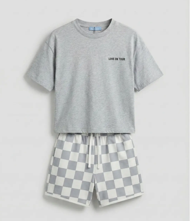 LOVE ON TOUR - GREY Shorts & Tshirt Set - 2-7Y