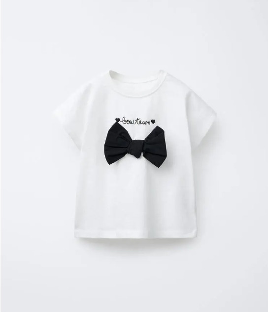 White Tshirt with Black Bow - 2-7Y
