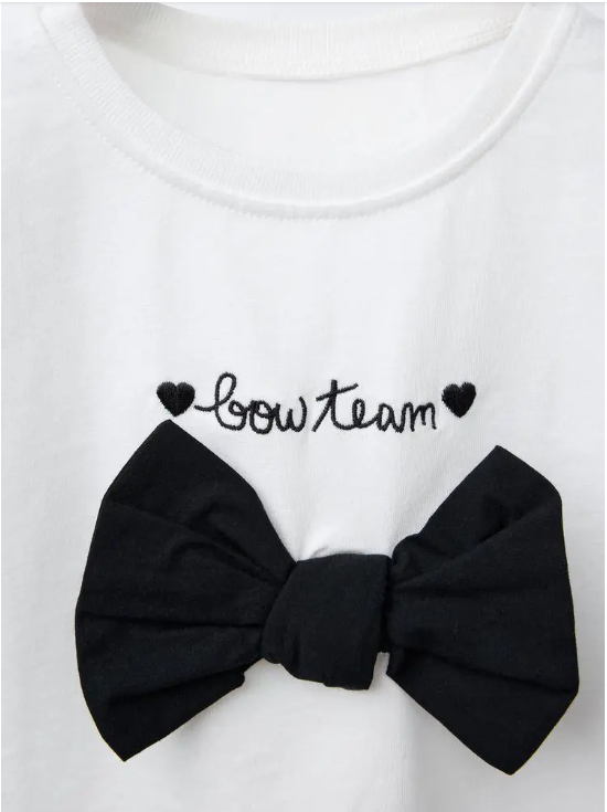White Tshirt with Black Bow - 2-7Y
