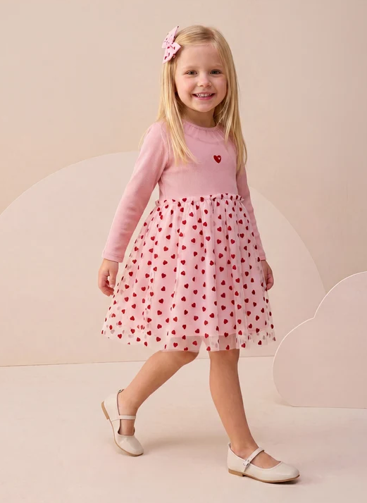 Dress Tulle with Collar Detail & Hair Clip - 3-7Y