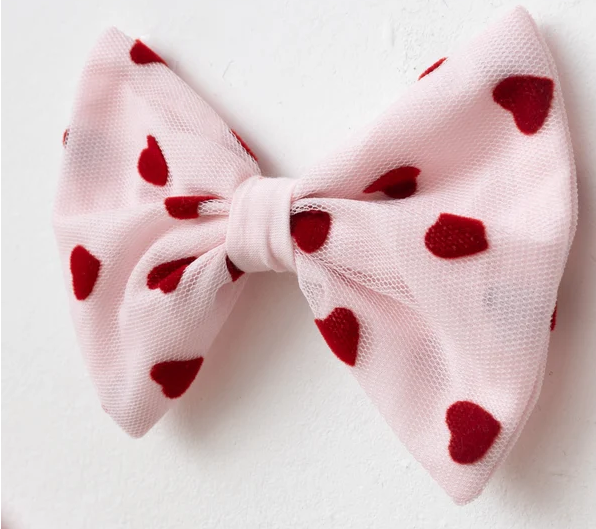 Dress Tulle with Heart Print & Hair Clip - Pink - 3-7Y