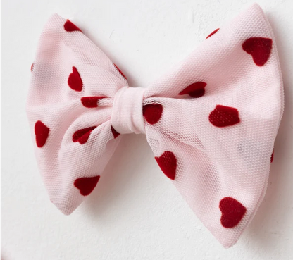 Dress Tulle with Heart Print & Hair Clip - Pink - 3-7Y