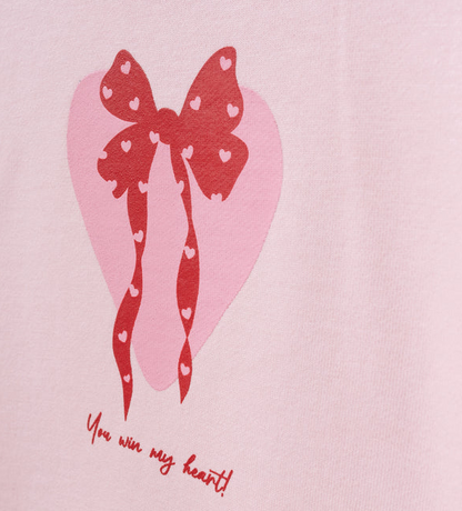 Dress Tulle with Heart Print & Hair Clip - Pink - 3-7Y