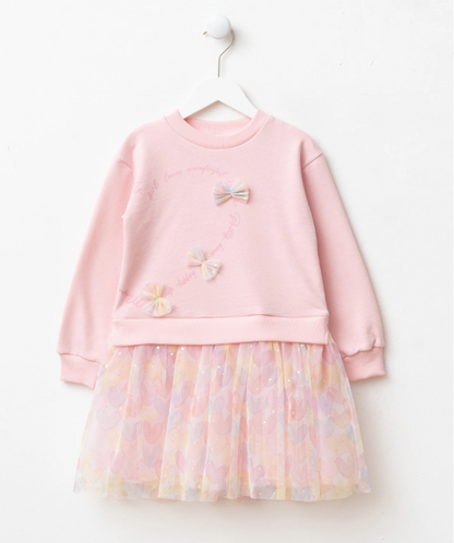 Dress Tulle with Bow Detail - Pink - 3-7Y
