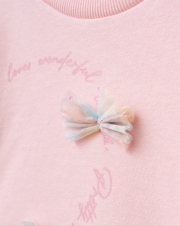 Dress Tulle with Bow Detail - Pink - 3-7Y