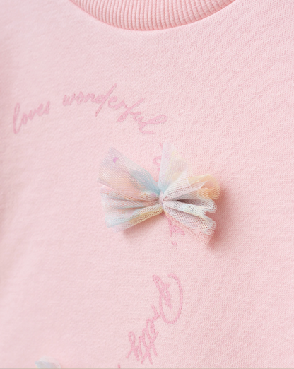 Dress Tulle with Bow Detail - Pink - 3-7Y
