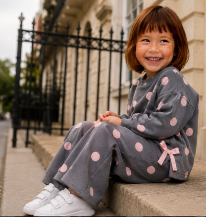 Grey Set with Pink Dots - 3-8Y