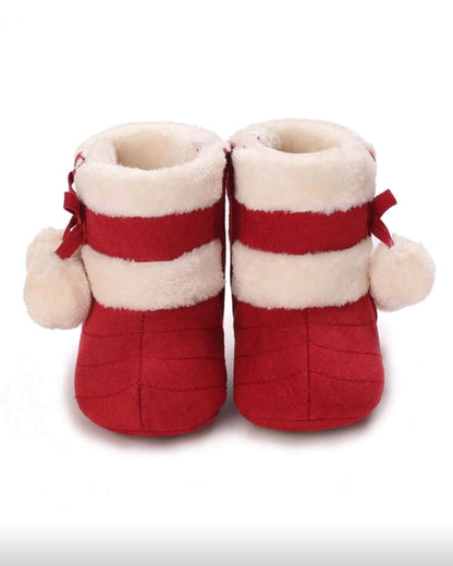 Velvet Boots with Pompoms