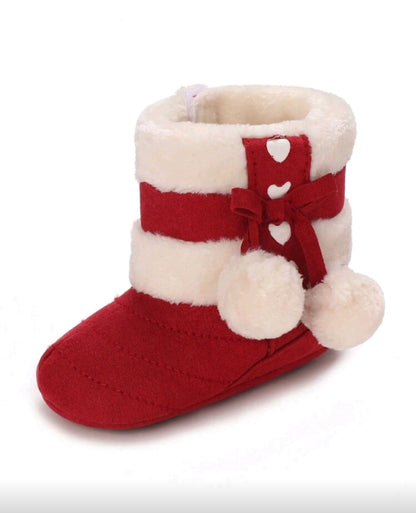 Velvet Boots with Pompoms