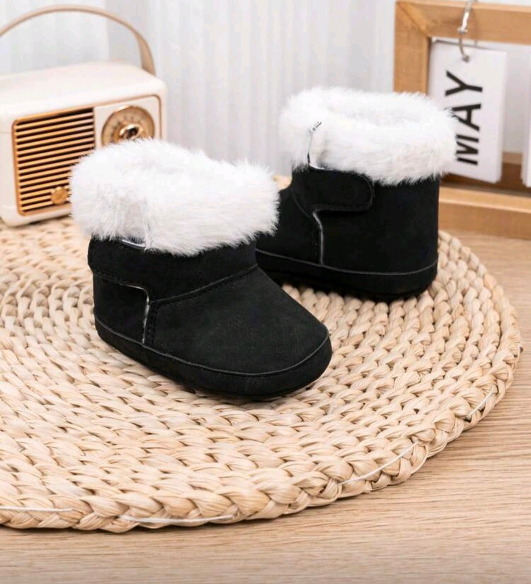 Fur & Velvet Black Boots