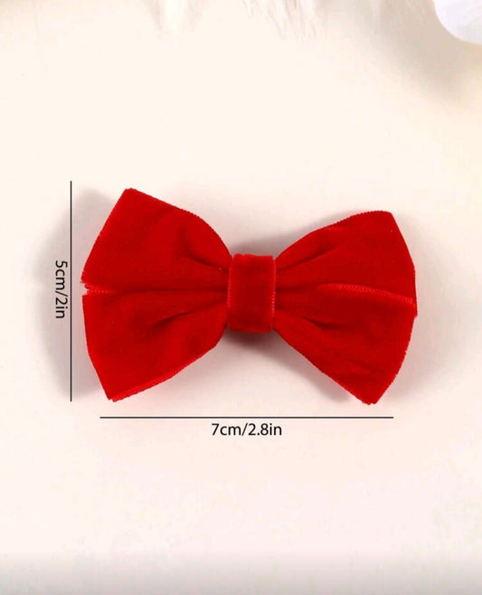 Velvet Red Bow Hair Clip - 2 PCS
