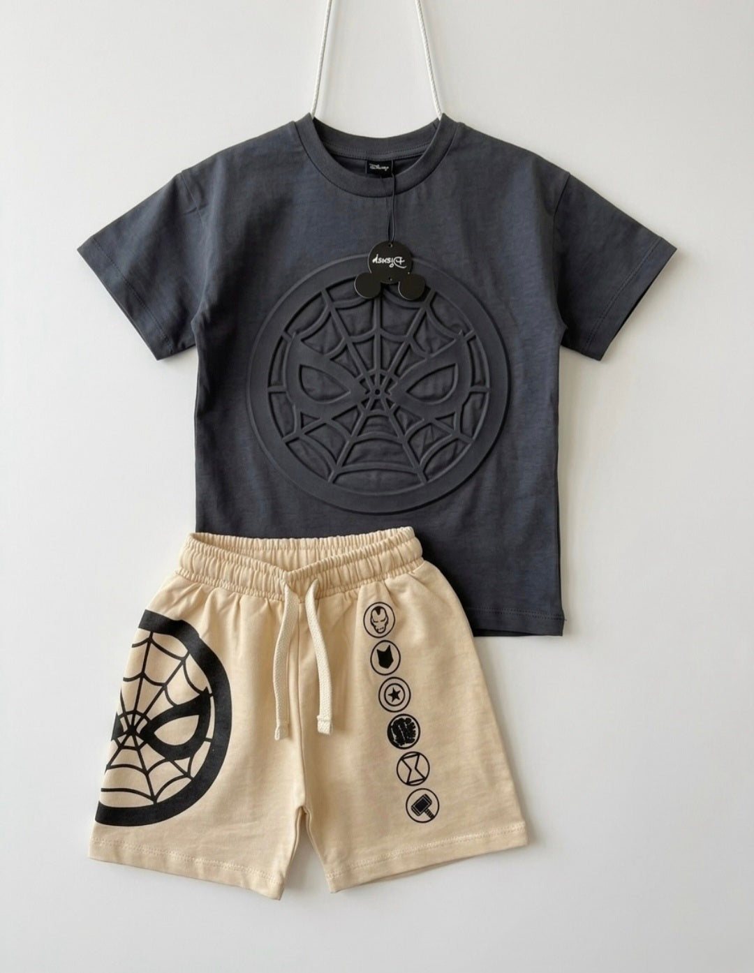 SPIDER WEB Shorts & Black Tshirt Set - 2-7Y