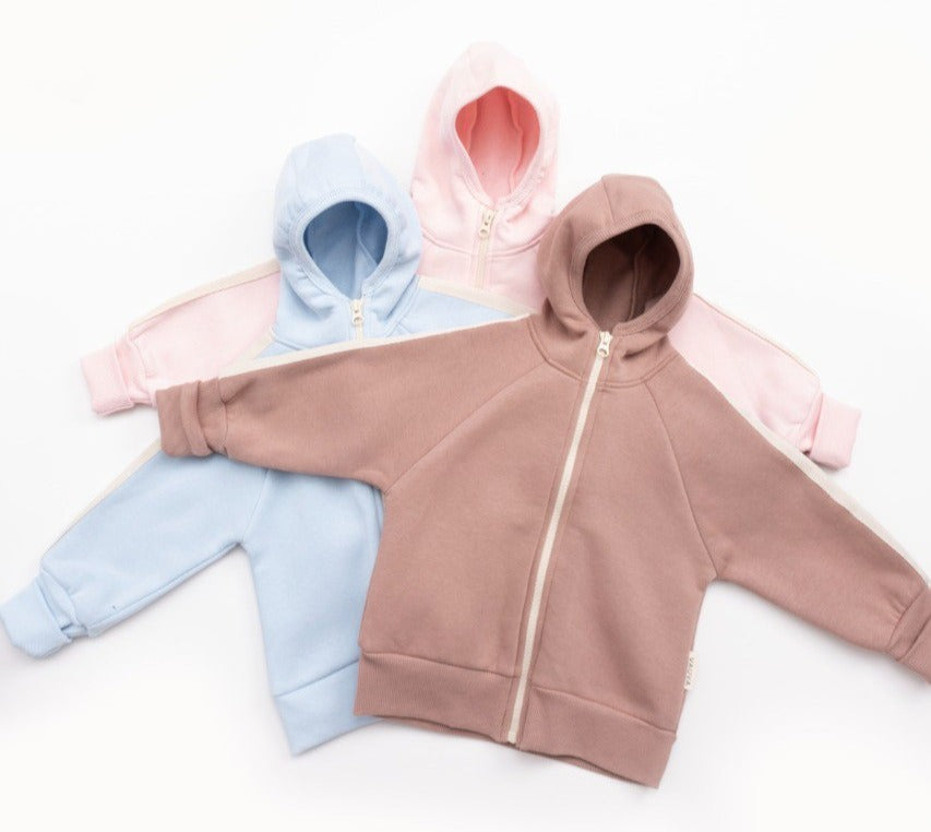 Fleeced Hoodie and Jogger Set - Pink/Blue/Purple - 3-24M