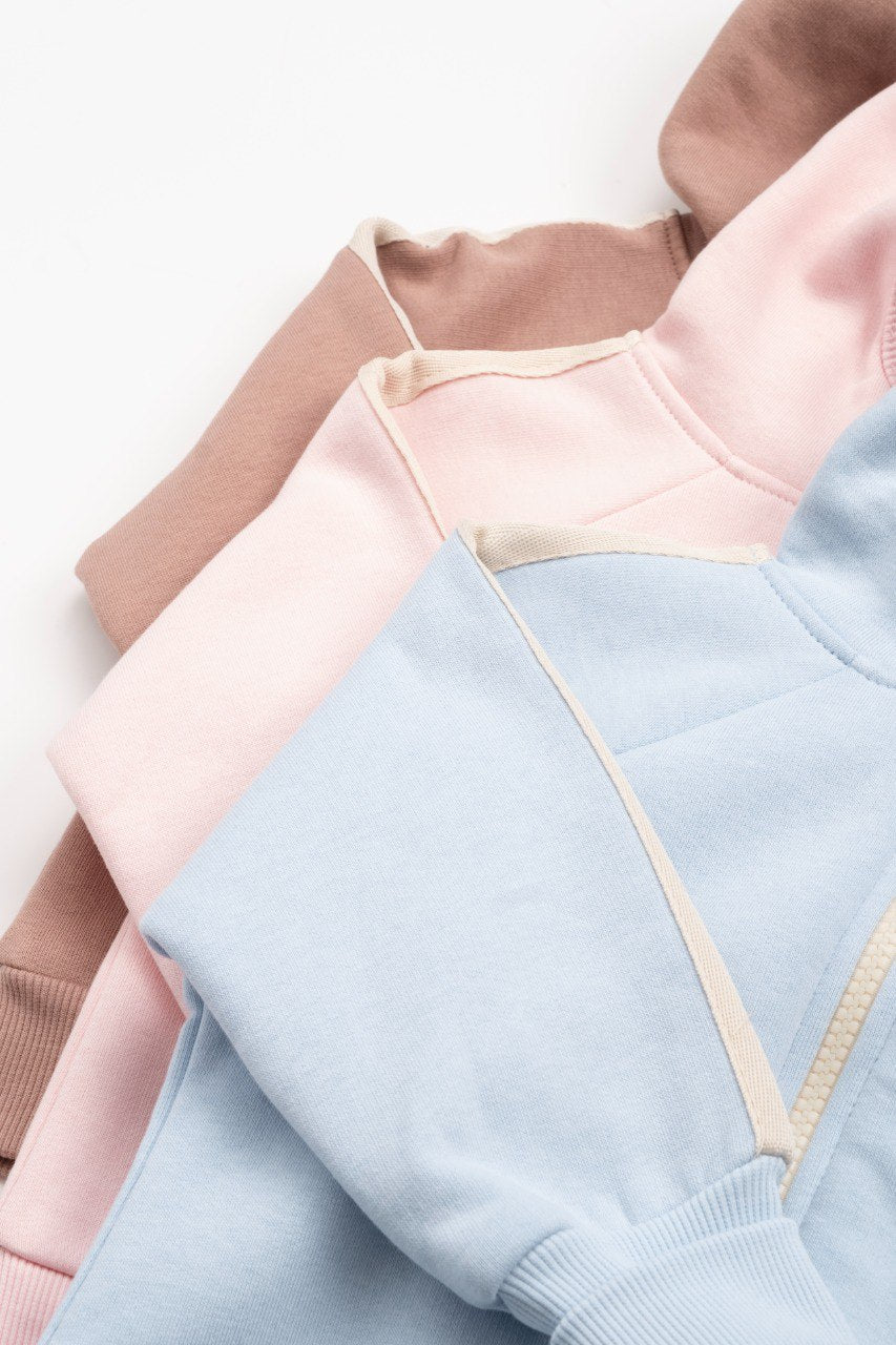 Fleeced Hoodie and Jogger Set - Pink/Blue/Purple - 3-24M