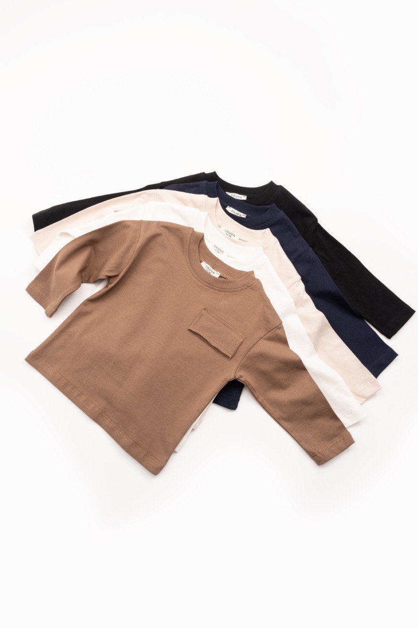Round Neck Shirt - Off-White/Black/Brown/Navy - 1-6Y