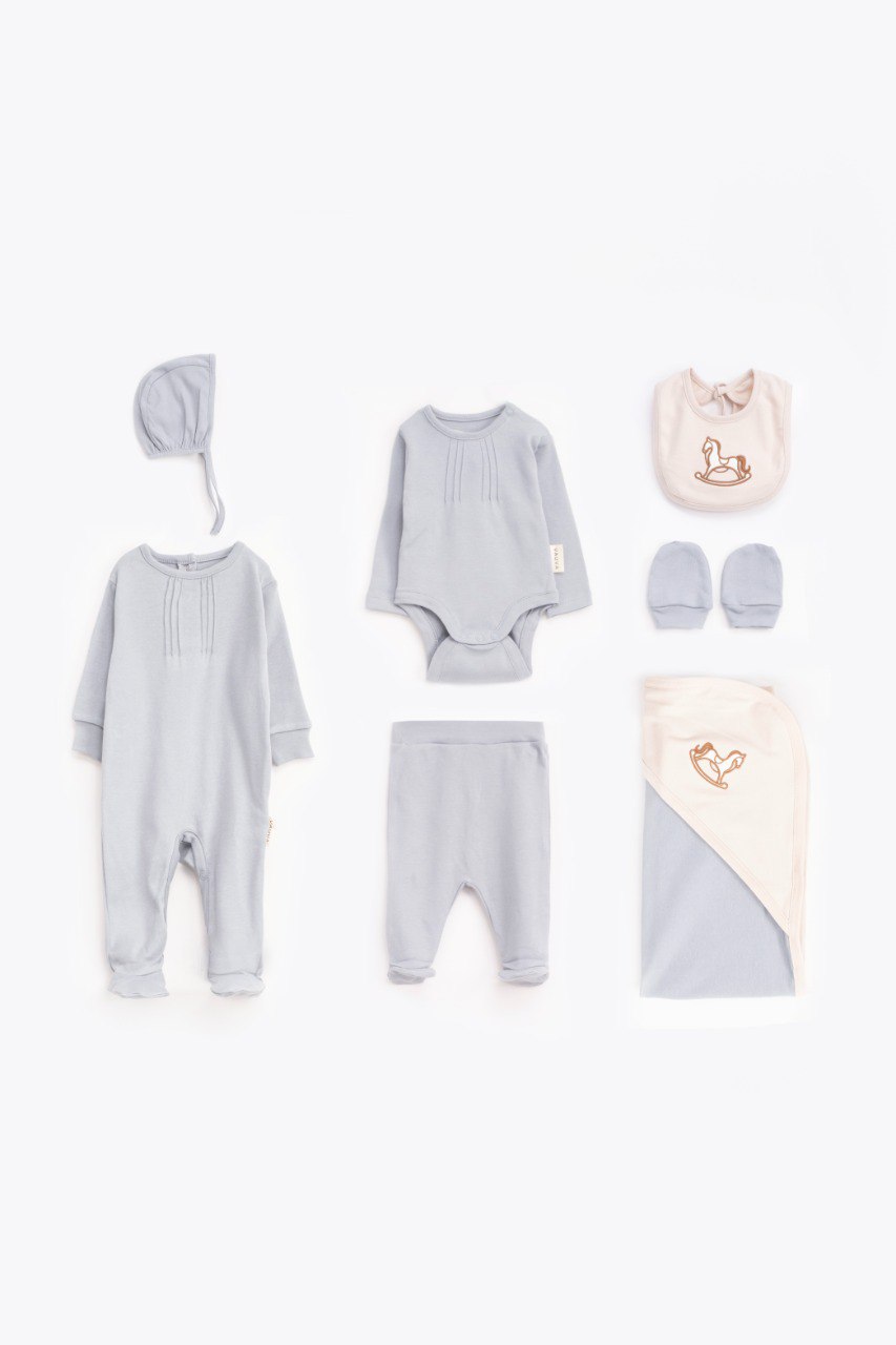 Newborn/Hospital Set - Pony - 7 PCS - Calm Blue