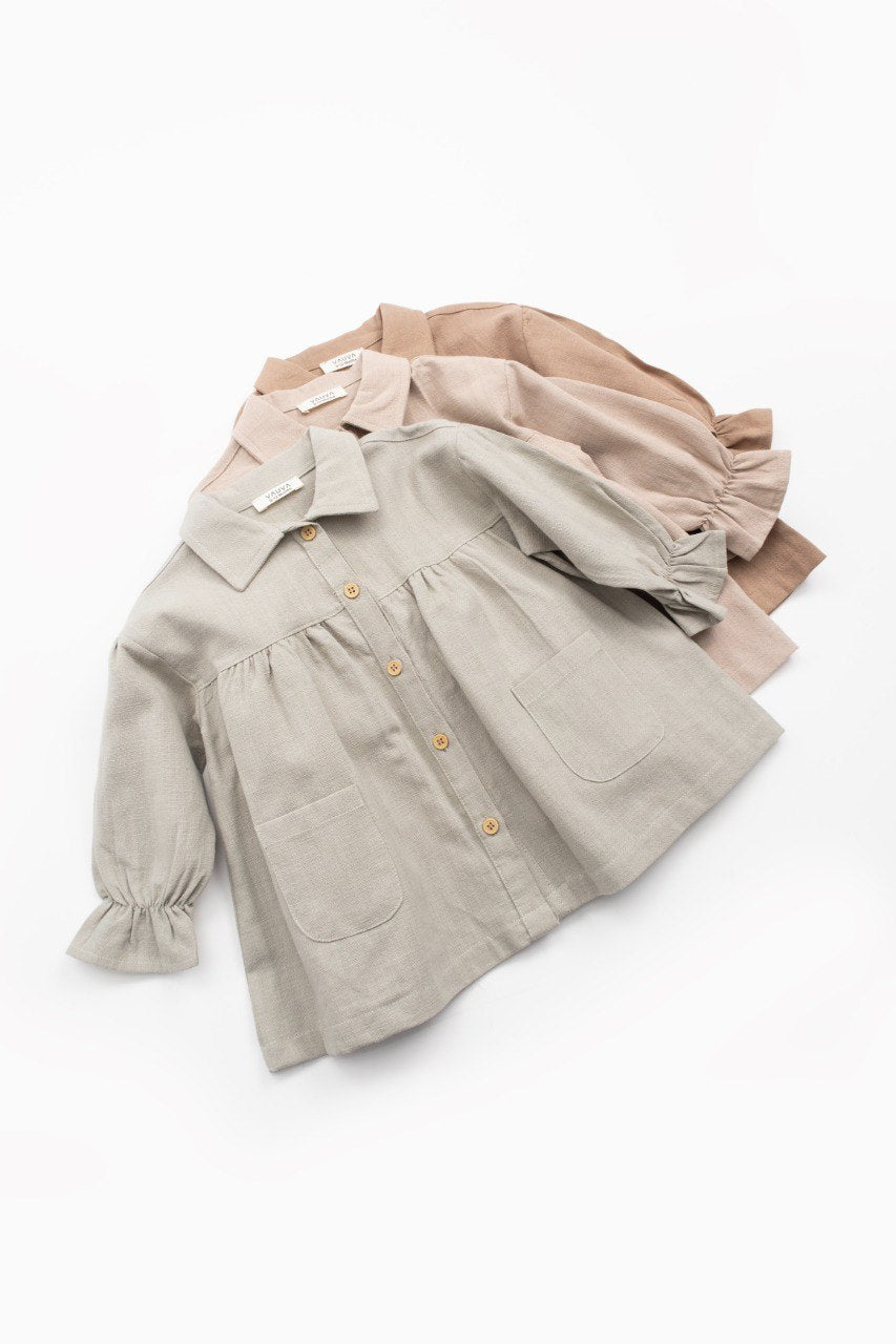 Autumn Breeze Dress - Green Pastel/Beige/Brown - 9M-4Y
