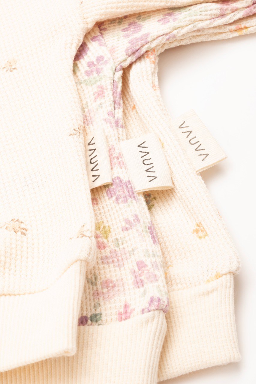 Floral Waffle Sweater with Fleeced Legging - Green/Brown/Yellow/Orange/Light Brown - 9M-4Y