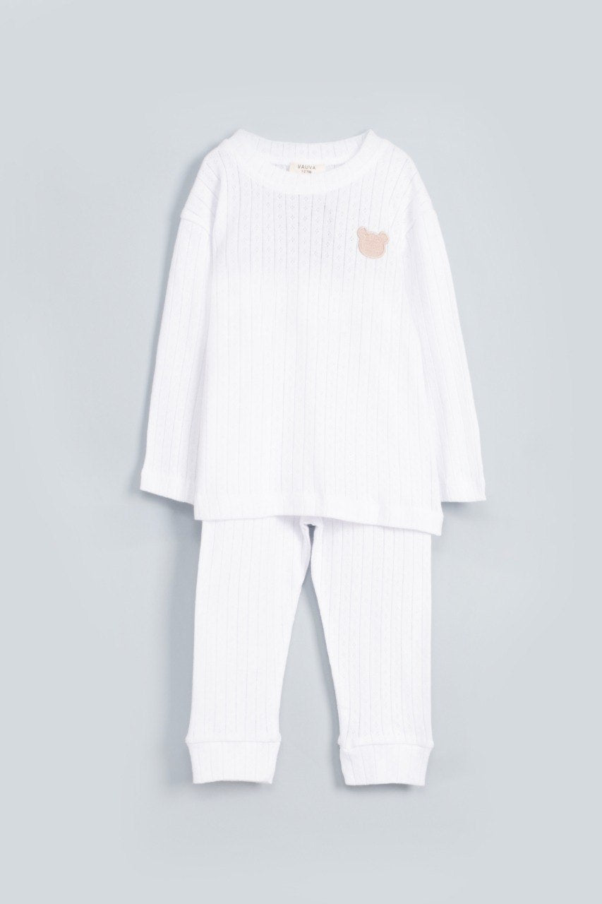 Bear Pajamas - White/Blue/Beige - 1-6Y