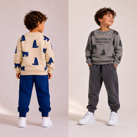 Bear Hugs Pants & Sweater Set - Navy/Grey - 3-10Y