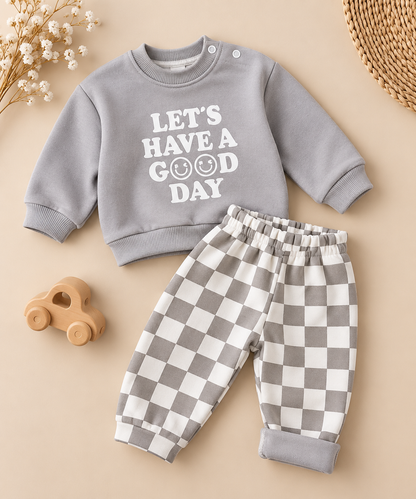 Good Day Grey Fleeced Set - 6M-2Y