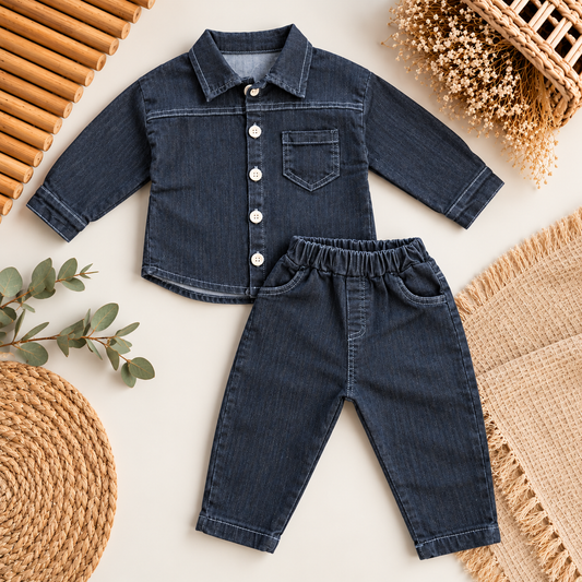 Washed Black Denim Set - 6M-2Y