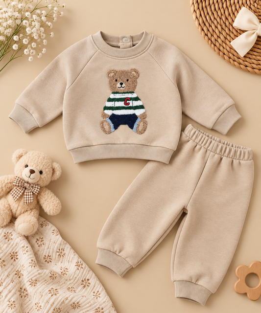 Teddy Bear Mocha Fleeced Baby Set - 6M-2Y