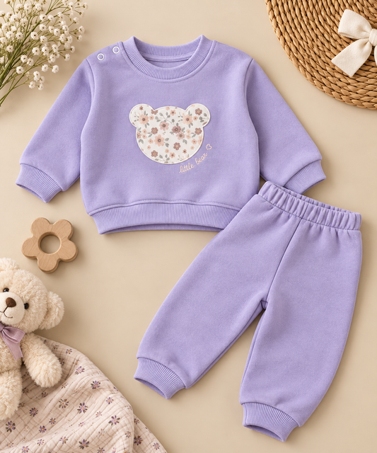Beary Tales Purple Fleeced Set - 6M-2Y