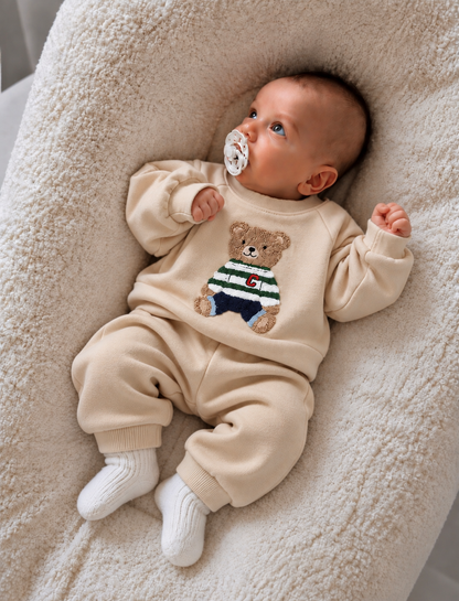 Teddy Bear Mocha Fleeced Baby Set - 6M-2Y